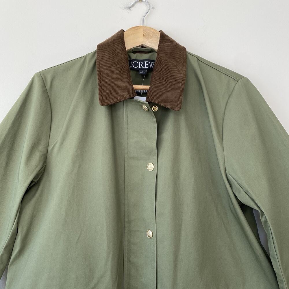 NWT J. Crew Heritage Barn Jacket Green Waxed Canvas Twill Womens S Chore Coat - Picture 4 of 16